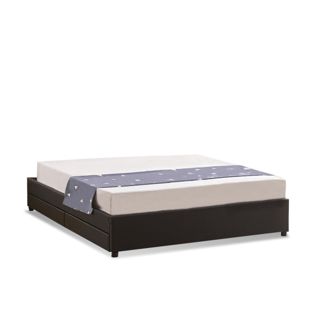 Lit 140x190 cm noir avec tiroirs de rangement et sommier - Nott