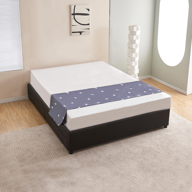 Lit 140x190 cm noir avec tiroirs de rangement et sommier - Nott