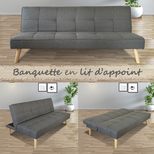 Banquette clic clac 3 places grise – Prix Discount