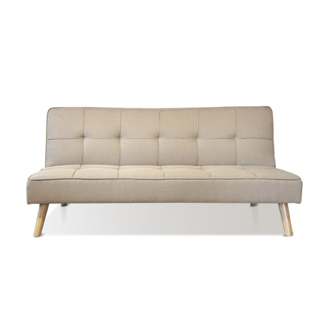 Banquette convertible 3 places en tissu taupe - Prix fous