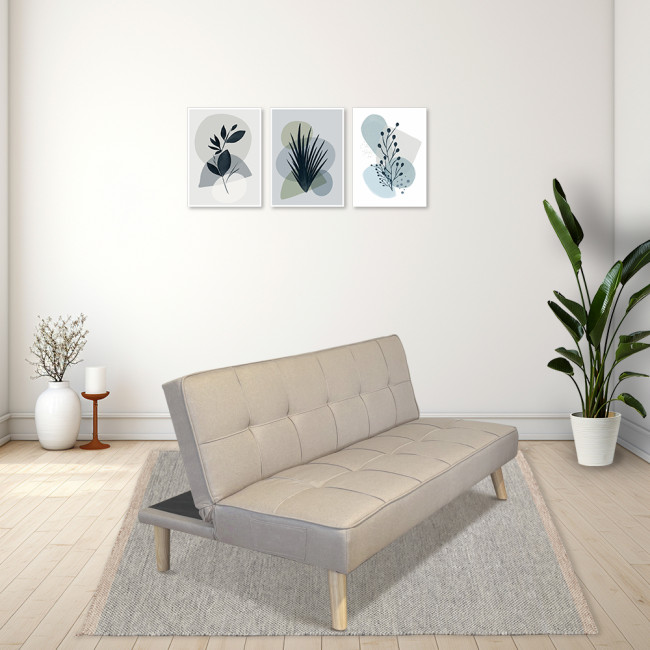 Banquette convertible 3 places en tissu taupe - Prix fous