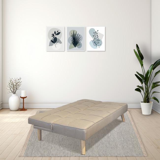 Banquette convertible 3 places en tissu taupe - Prix fous