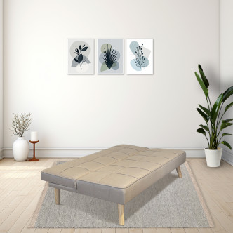 Banquette convertible 3 places en tissu taupe - Prix fous