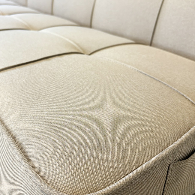 Banquette convertible 3 places en tissu taupe - Prix fous