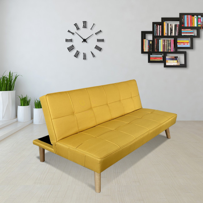 Banquette clic clac 3 places convertible jaune moutarde – Siljan