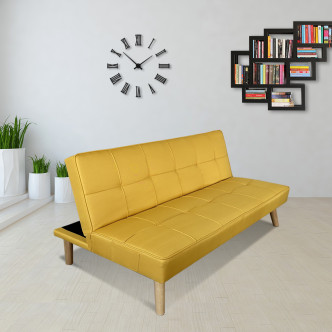 Banquette clic clac 3 places convertible jaune moutarde – Siljan