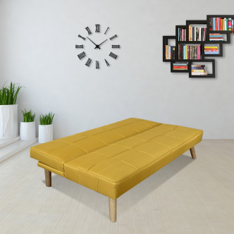 Banquette clic clac 3 places convertible jaune moutarde – Siljan