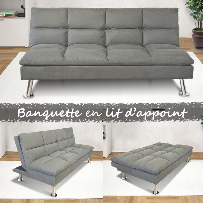 Banquette 3 places en microfibre gris - Vanan 