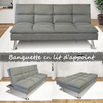 Banquette 3 places en microfibre gris - Vanan 