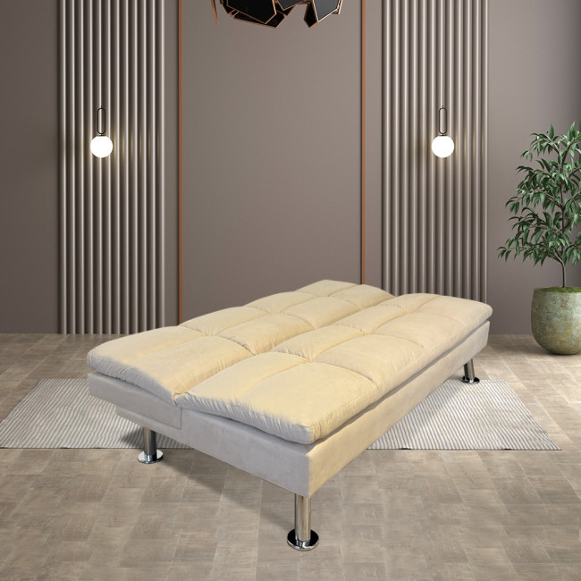 Clic clac 3 places en microfibre beige Vanan – Offre imbattable !