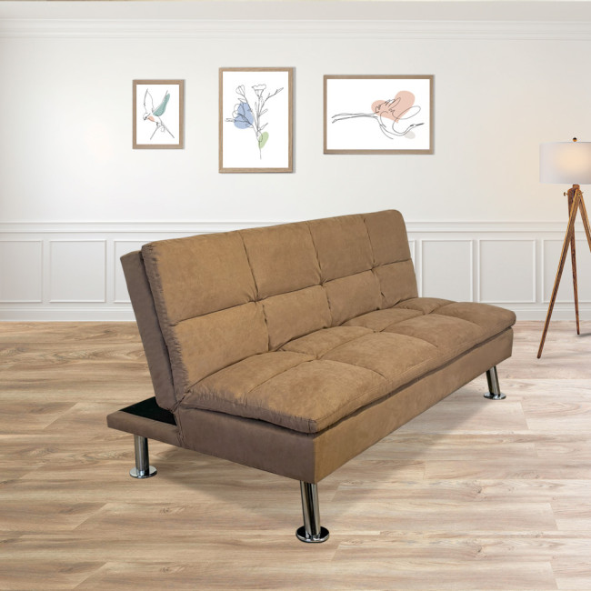 Banquette 3 places convertible en microfibre marron – Vanan