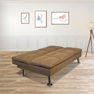 Banquette 3 places convertible en microfibre marron – Vanan