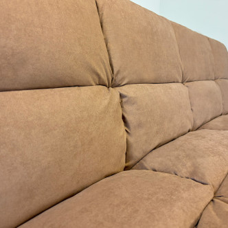 Banquette 3 places convertible en microfibre marron – Vanan