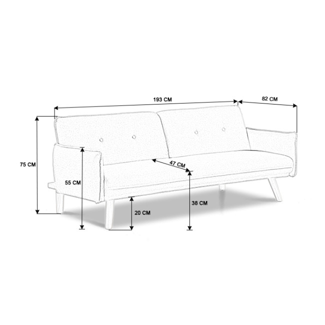 Banquette clic clac 3 places en tissu gris - Ester