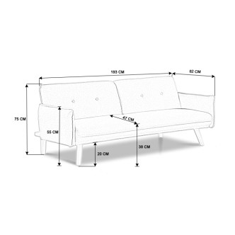 Banquette clic clac 3 places en tissu gris - Ester