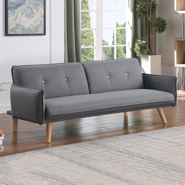 Banquette clic clac 3 places en tissu gris - Ester