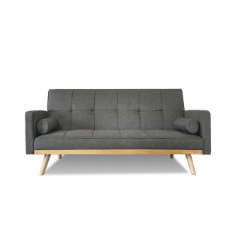 Banquette clic clac 3 places en tissu gris - Olan