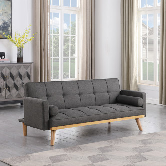 Banquette clic clac 3 places en tissu gris - Olan