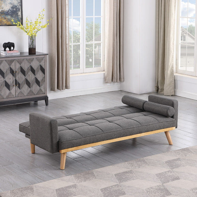 Banquette clic clac 3 places en tissu gris - Olan