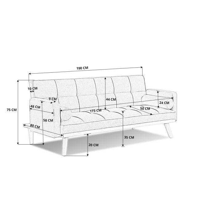 Banquette clic clac 3 places en tissu gris - Olan