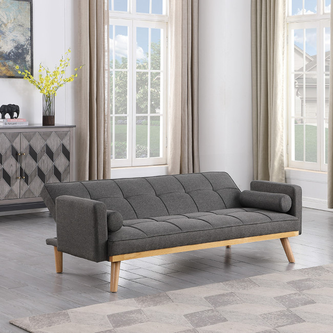 Banquette clic clac 3 places en tissu gris - Olan