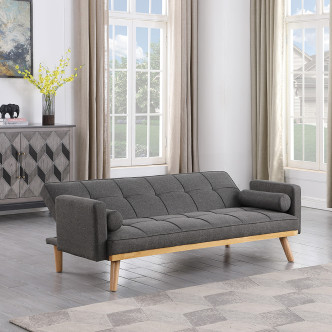 Banquette clic clac 3 places en tissu gris - Olan