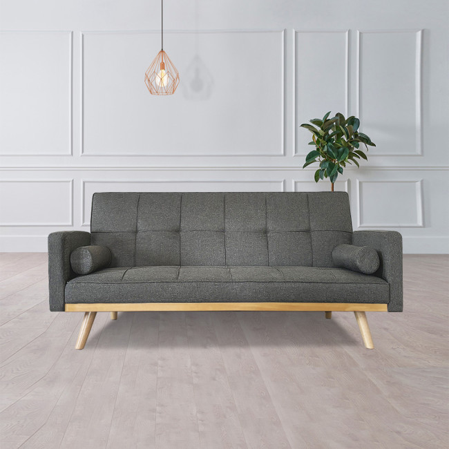 Banquette clic clac 3 places en tissu gris - Olan