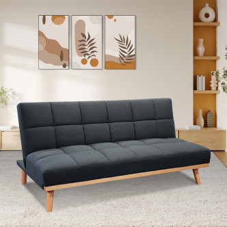 Banquette clic clac 3 places en tissu gris - Hellin