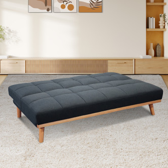 Banquette clic clac 3 places en tissu gris - Hellin