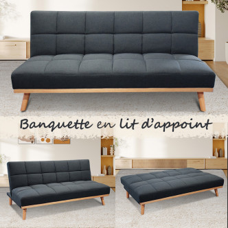 Banquette clic clac 3 places en tissu gris - Hellin