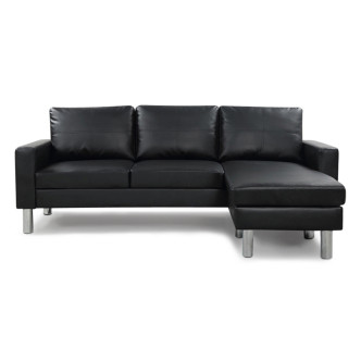 Canapé d’angle réversible en simili noir Nastan – Prix imbattable