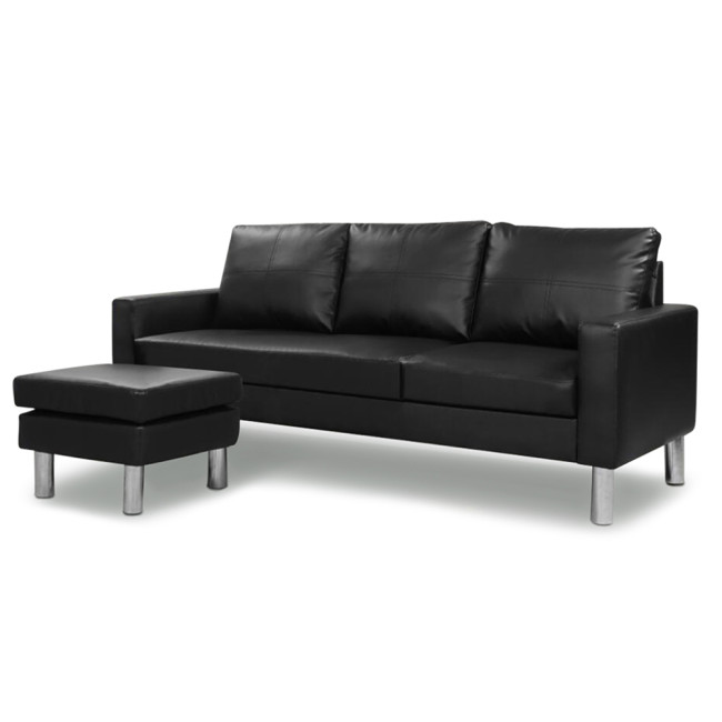 Canapé d’angle réversible en simili noir Nastan – Prix imbattable