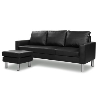 Canapé d’angle réversible en simili noir Nastan – Prix imbattable