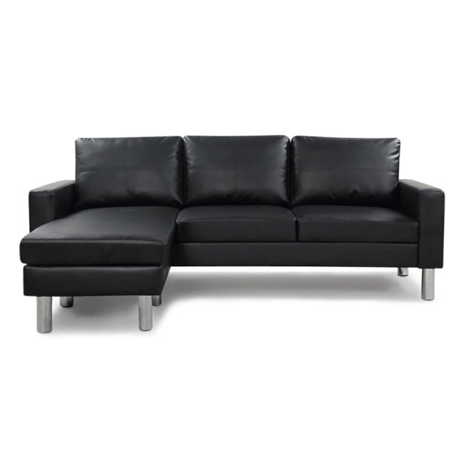 Canapé d’angle réversible en simili noir Nastan – Prix imbattable