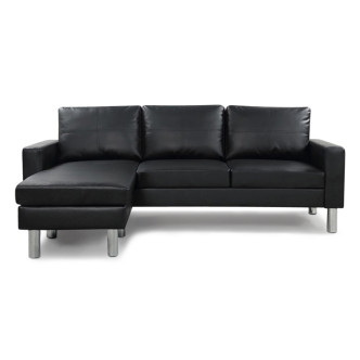 Canapé d’angle réversible en simili noir Nastan – Prix imbattable