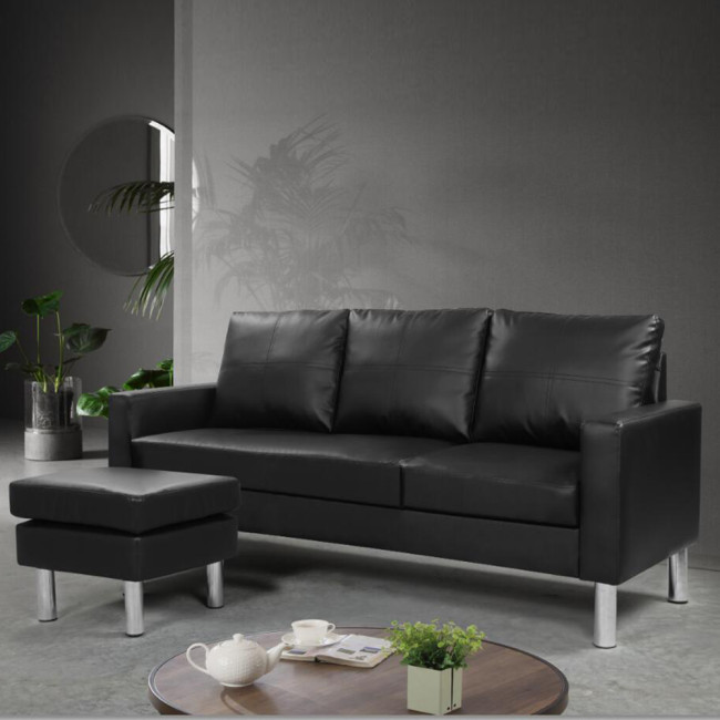 Canapé d’angle réversible en simili noir Nastan – Prix imbattable