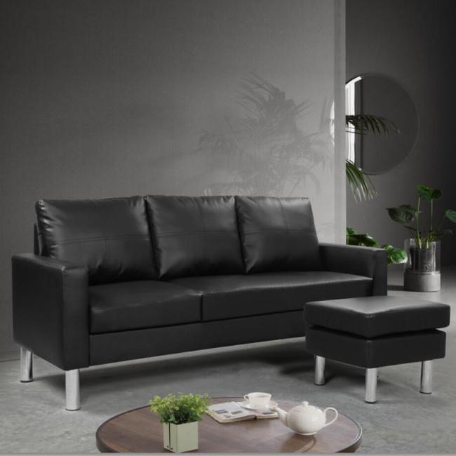 Canapé d’angle réversible en simili noir Nastan – Prix imbattable