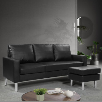 Canapé d’angle réversible en simili noir Nastan – Prix imbattable