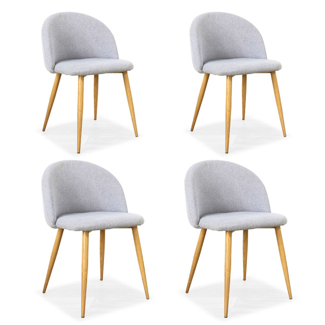 Lot de 4 chaises nordiques en tissu gris Rossi - Prix bas!