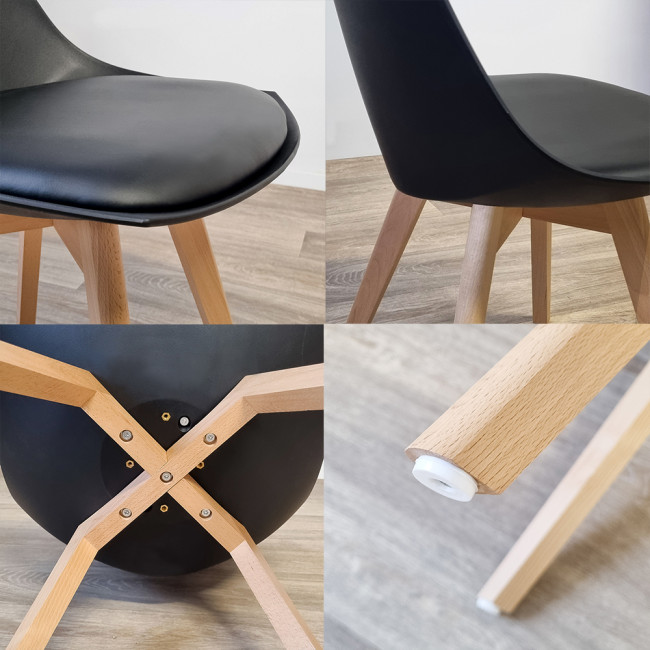 Ensemble table rectangulaire bois et 4 chaises scandinaves noires - NoraPrague
