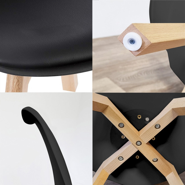 Ensemble table rectangulaire bois et 4 chaises scandinaves noires - NoraBjorn