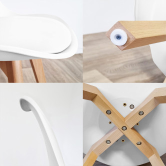 Ensemble table rectangulaire bois et 4 chaises scandinaves blanches - NoraBjorn