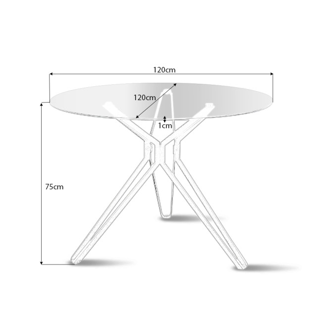 Ensemble table ronde en verre métal et 4 chaises simili noires - MateraLena