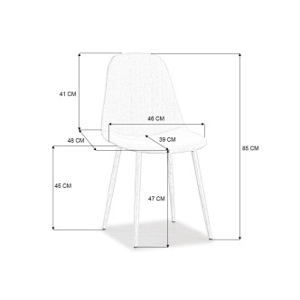 Ensemble table ronde en verre métal et 4 chaises scandinaves tissu beige - MateraEla