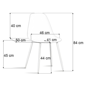 Ensemble table ronde en verre métal et 4 chaises scandinaves plastique beige - MateraEla