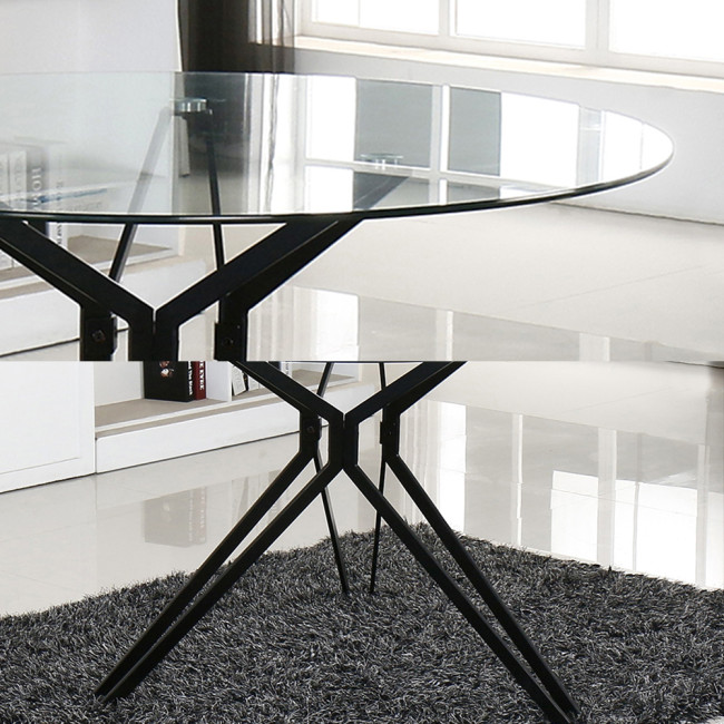 Ensemble table ronde en verre métal et 4 chaises scandinaves tissu beige - MateraRossi
