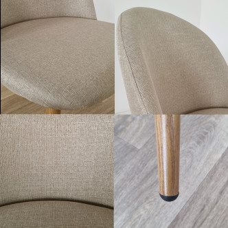Ensemble table ronde en verre métal et 4 chaises scandinaves tissu beige - MateraRossi