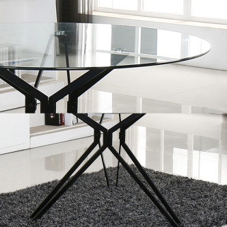 Ensemble table ronde en verre métal et 4 chaises scandinaves noires - MateraBjorn