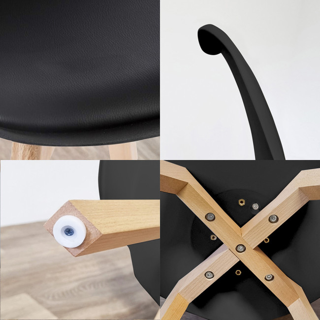 Ensemble table ronde en verre métal et 4 chaises scandinaves noires - MateraBjorn