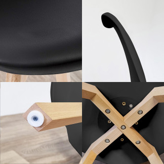 Ensemble table ronde en verre métal et 4 chaises scandinaves noires - MateraBjorn